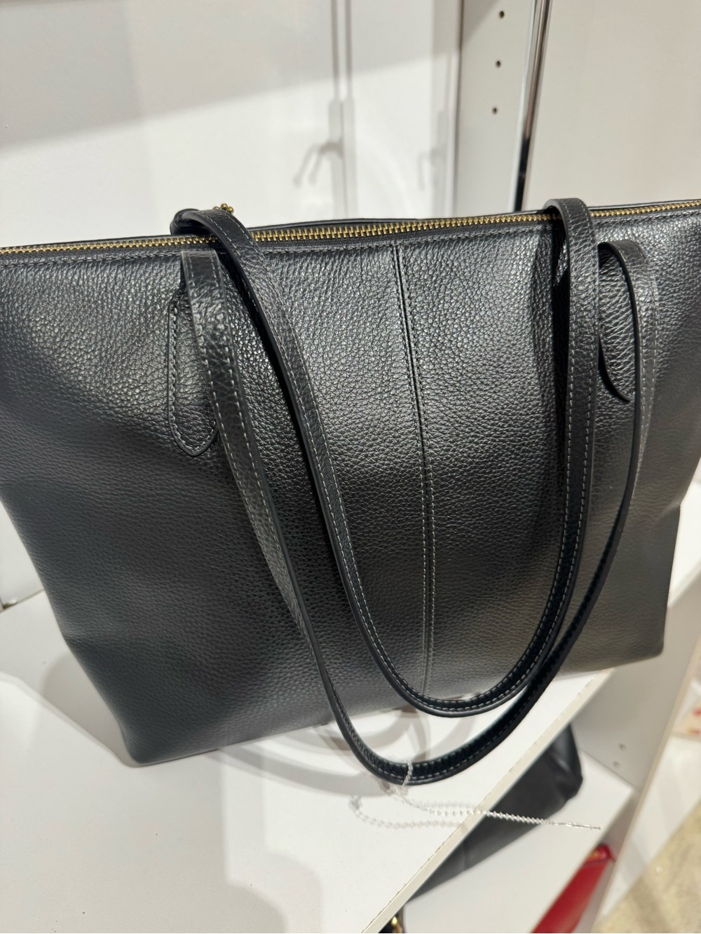 Coach Bella Black Leather Tote with Gold Charm - Picture 3 of 4